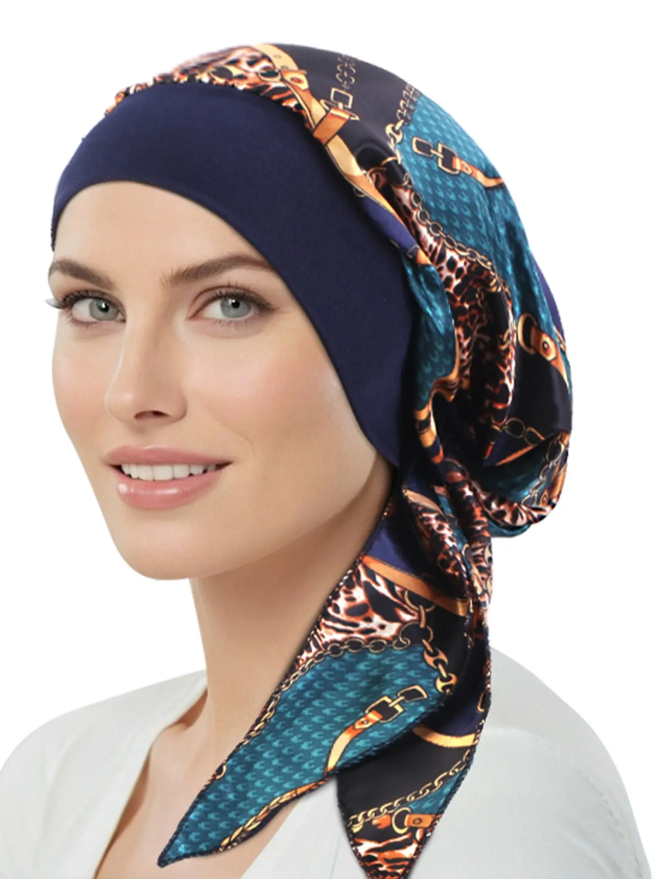 Floral Satin Headscarf Cap, Hijab Fashion Turban, Muslim Turban, Wide Brim Elastic Sleep Hat, Adjustable Pirate Style Wraparound Hat, Comfortable Sleeping Accessory