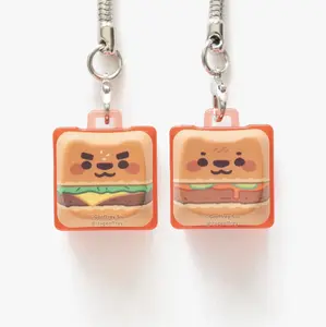 MAO Fast Food Clicky Keychains - Cat-Shaped Key Cap, Burger Sandwich Cats