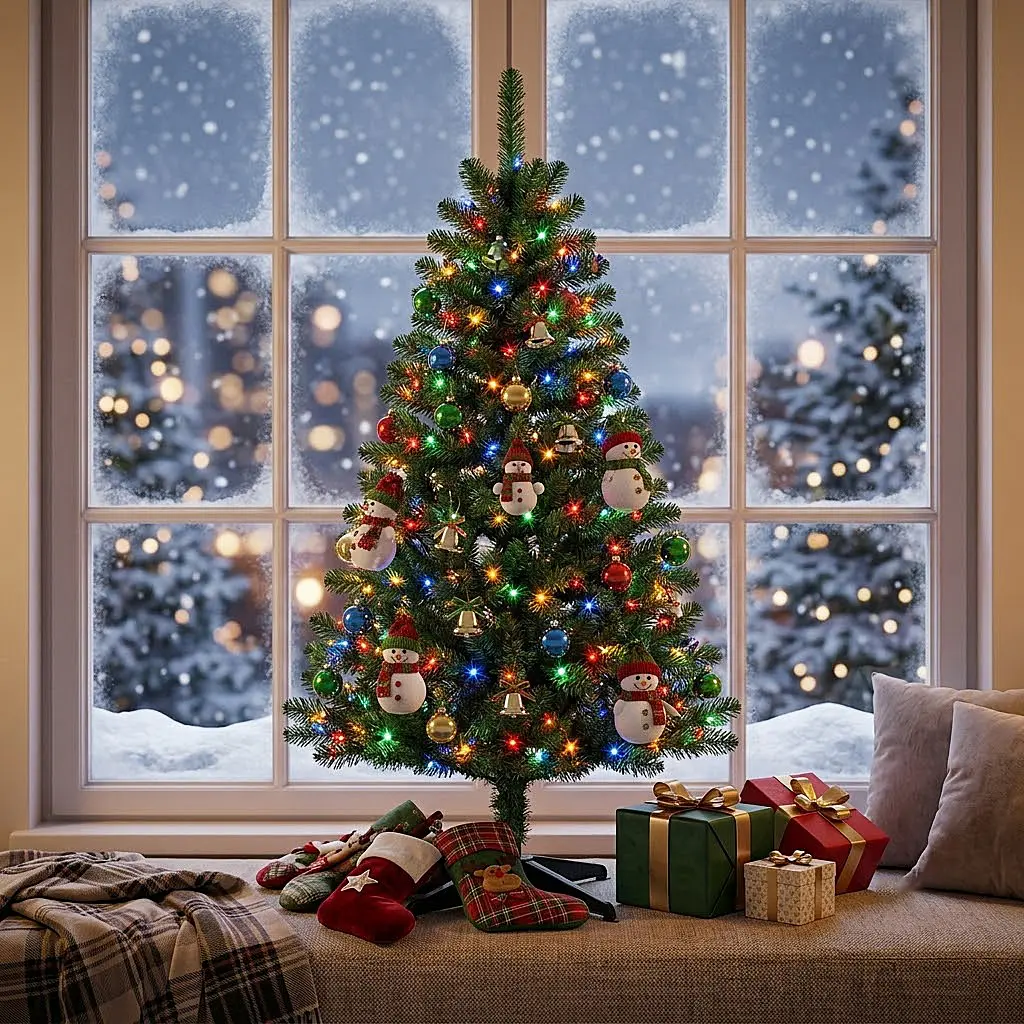 3FT Mini Christmas Tree with 50 Warm LED Lights, Pre-lit Artificial Tabletop Tree with Sturdy Base, Perfect Small Xmas Decor for Bedroom, Desk, Kids Room, Apartment & Holiday Party homeessentials Countdown Ornament