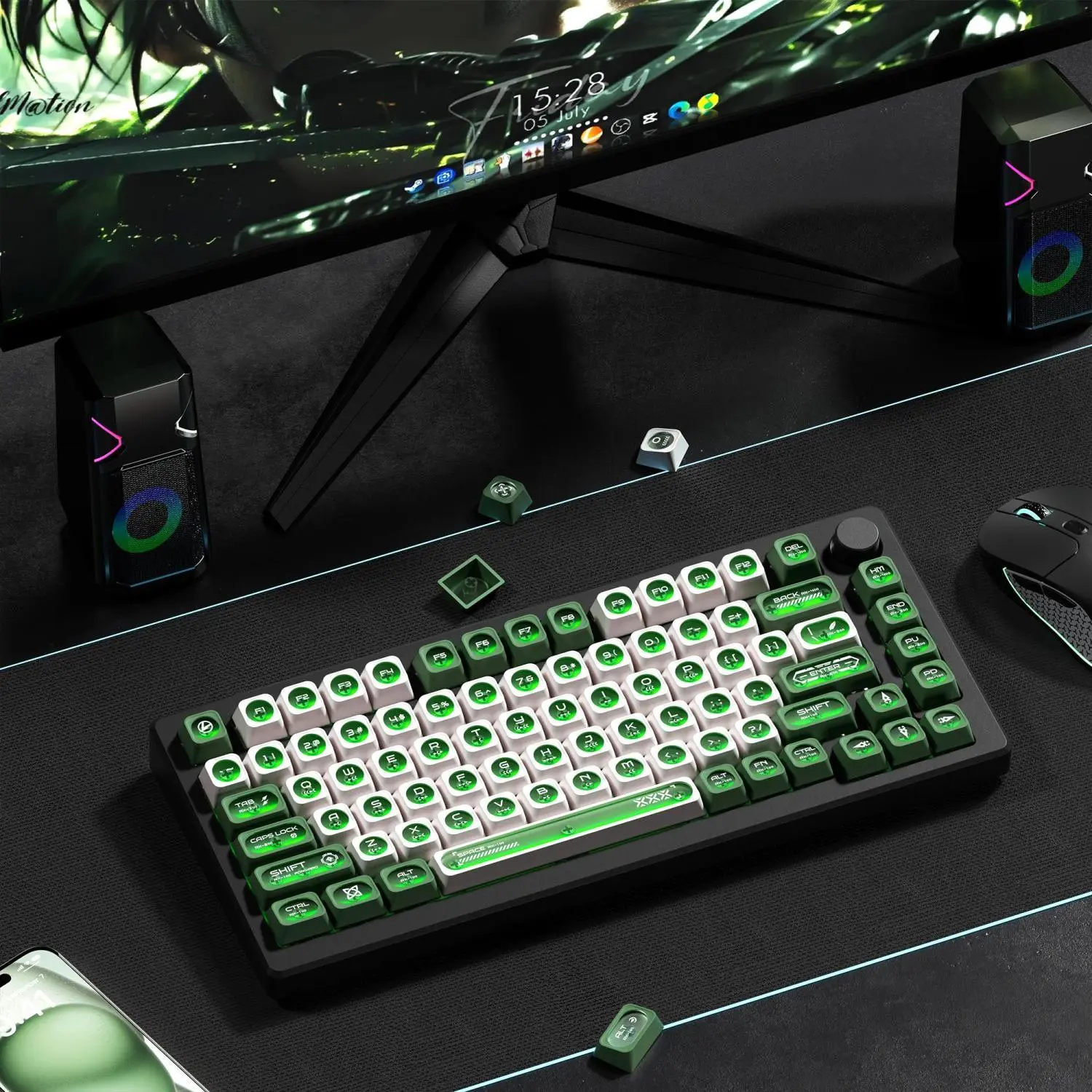 Cat Eye Stone Keycap Crescent Moon Matte Translucent Personalized PC Sandblasted Feel Original Transparent Transparency Custom Mechanical Keyboard Keycaps