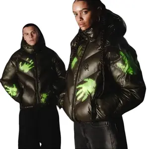 Coat, Winter Heat Responsive Down Jacket, Detachable Hooded, Retro Neutral Green, Suitable For Both Men And Women, Warm And Color Changing, 2026 New Fashionable And Stylish Design, Thick And Warm, Bread Jacket, Loose Fit