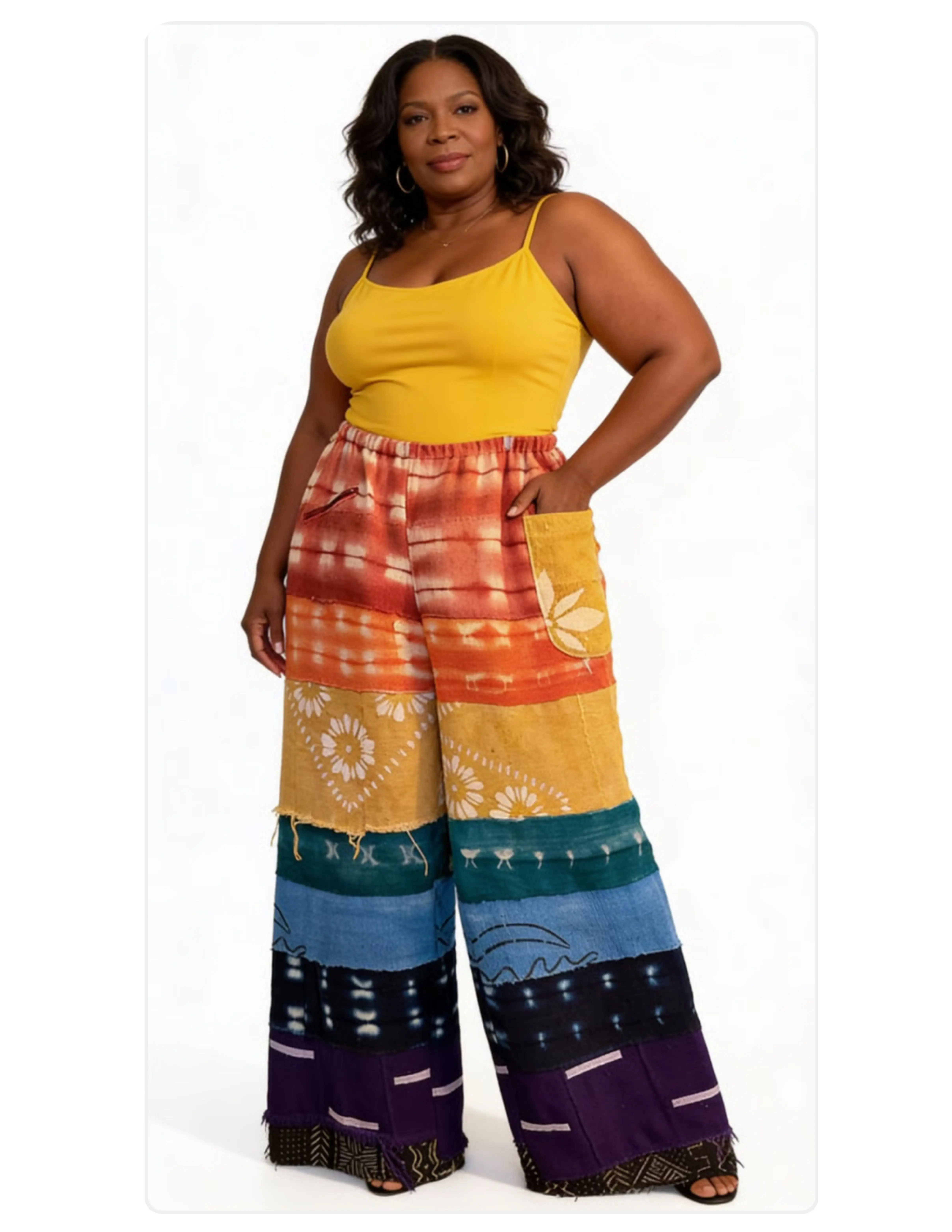 Chakra Mudcloth Unisex Pants | Handwoven Mudcloth from Mali | Handmade in America