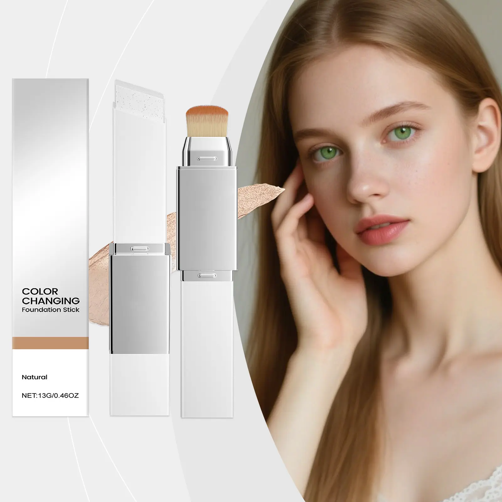 AMZ 2-in-1 Color-Changing Stick Form Cosmetic - Soft Matte Foundation, Mini Stick Concealer, Natural-Looking Shade, Lightweight, Buildable Coverage, Smoothing, Oil Control, Flawless Finish, All Skin Types, Everyday Makeup, Buildable Matte Coverage, Mini S