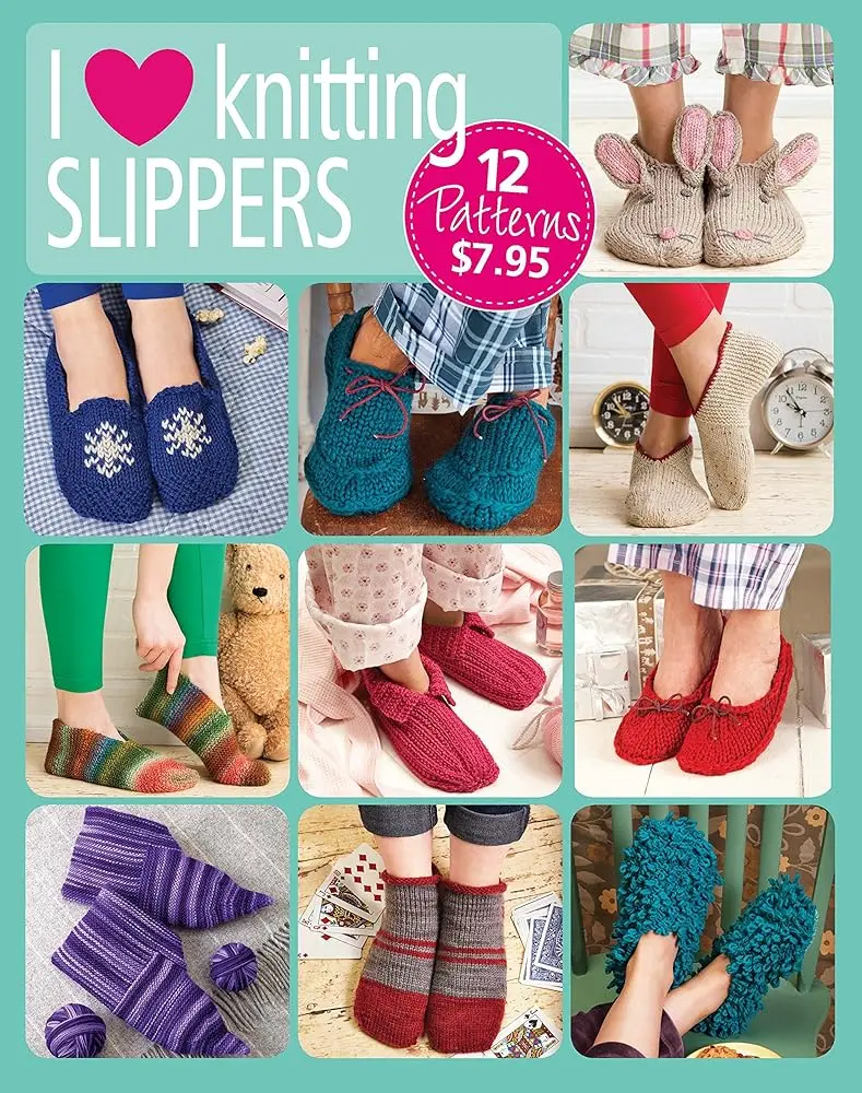 Women's Knitted Fabric Slippers Craft Book - 12 Patterns, Lifestyle & Hobbies DIY Guide, Animal Designs, Pattern Variety, Online Video Tutorials for Knitting Enthusiasts