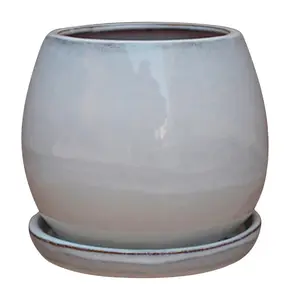 Trendspot 7794936 6 in. Dia. Cream White Ceramic Planter - Case of 4