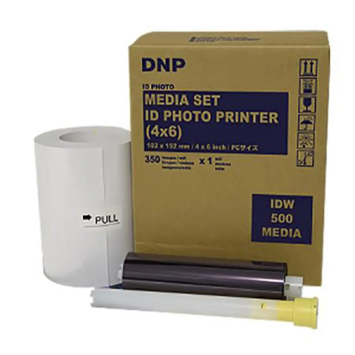 DNP 4x6" Paper Roll and Ink Roll Media Set for IDW500 ID Photo Printer, 350 Photo Printing Capacity