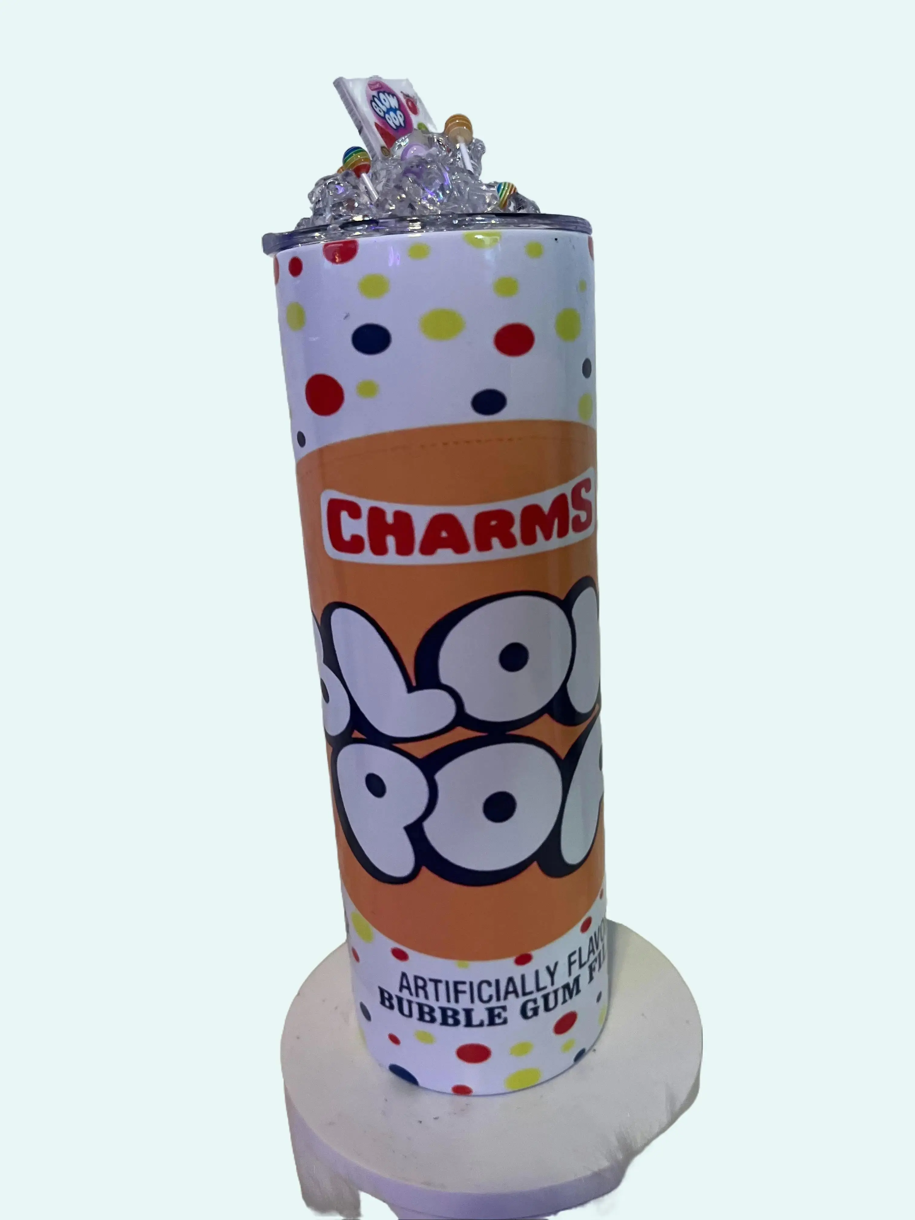 Portable Blow Pop Drinkware Tumbler with 3D Lid Topper Flasks Stainless