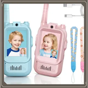 Kids Video Walkie Talkies, 2 Pack Long Range Walkie-Talkie for Kids, Rechargeable Video Call Toys for Indoor, Camping, Hiking, Travel, Christmas Birthday Gift for Boys Girls Age 3-5 (Blue/Pink)(Gag Toys & Practical Jokes)(Gag Toys & Practical Jokes)