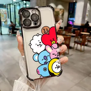 Cartoon Cute Kpop B-bt21 Phone Case Suitable for iPhone 17 16e 16 15 14 13 12 11 Mini Pro Max Air X XR XSMAX 8 7 Plus Anti Fall Transparent Soft Back Cover