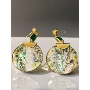 Fashion Iridescent Round Faux Abalone Earrings