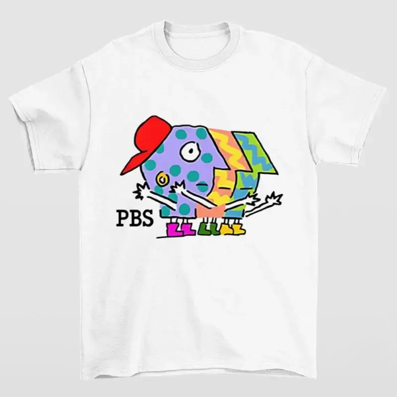 Retro PBS Cartoon Character Sports Top, Playful Classic Artwork Graphic Tee BK-897, Tops, Sporty Sports Tops