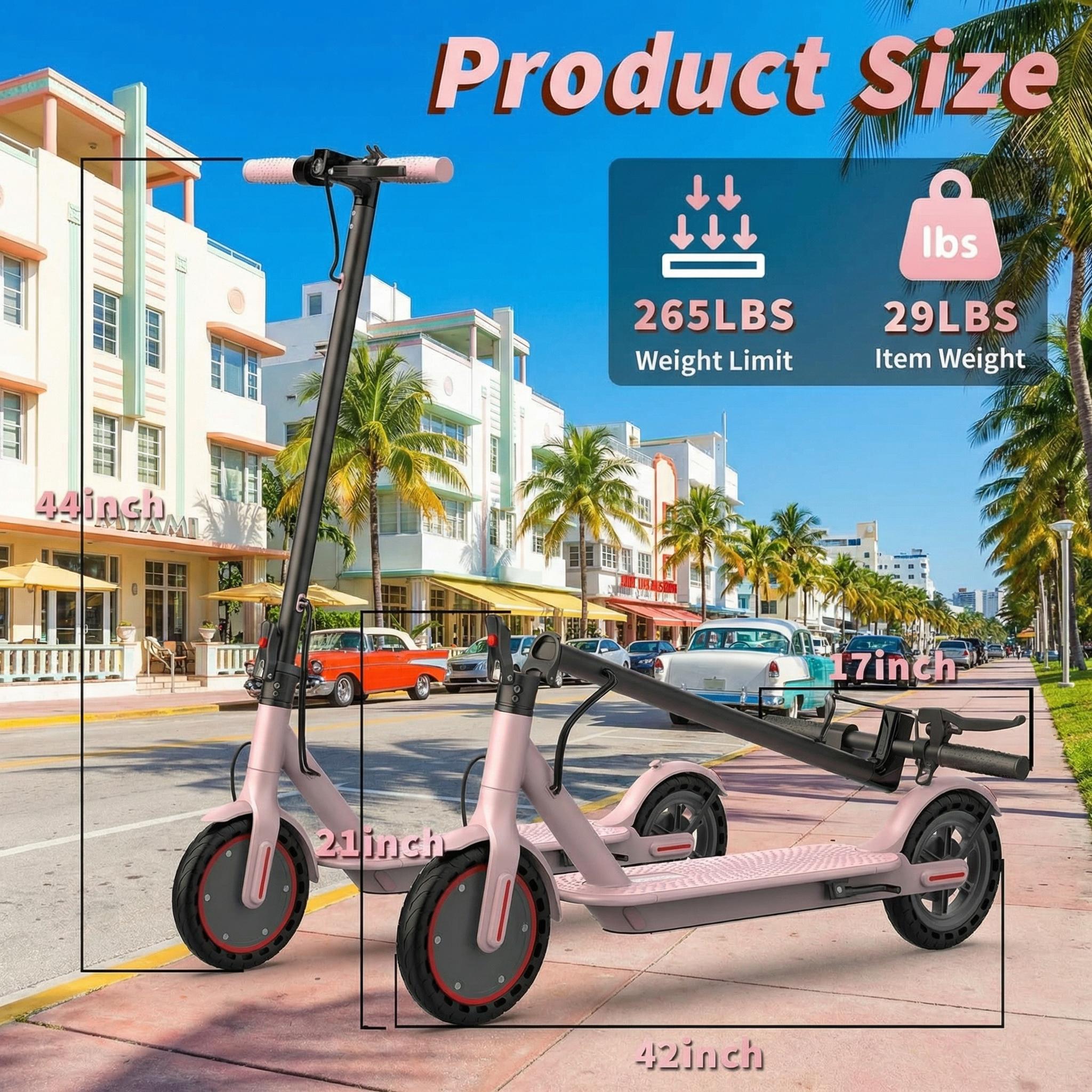 Electric Scooter,8.5" Tires,350W Motor,Up to 19MPH Max Speed,Portable Electric Scooter with Light, Suitable for Female Girls,Halloween Gifts