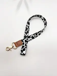 Leopard Print Keychain Wristband, Classic PU Leather Car Key Ring, Fashionable Bag Charm, Unisex 360 Degree Rotating Anti-Lost Design