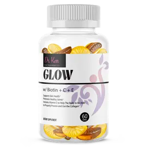 Dr. Ken GLOW Skin Gummies with Biotin Vitamin C & E for Radiant Skin Hair & Nails Collagen Support Antioxidant Protection Non-GMO Berry Flavor