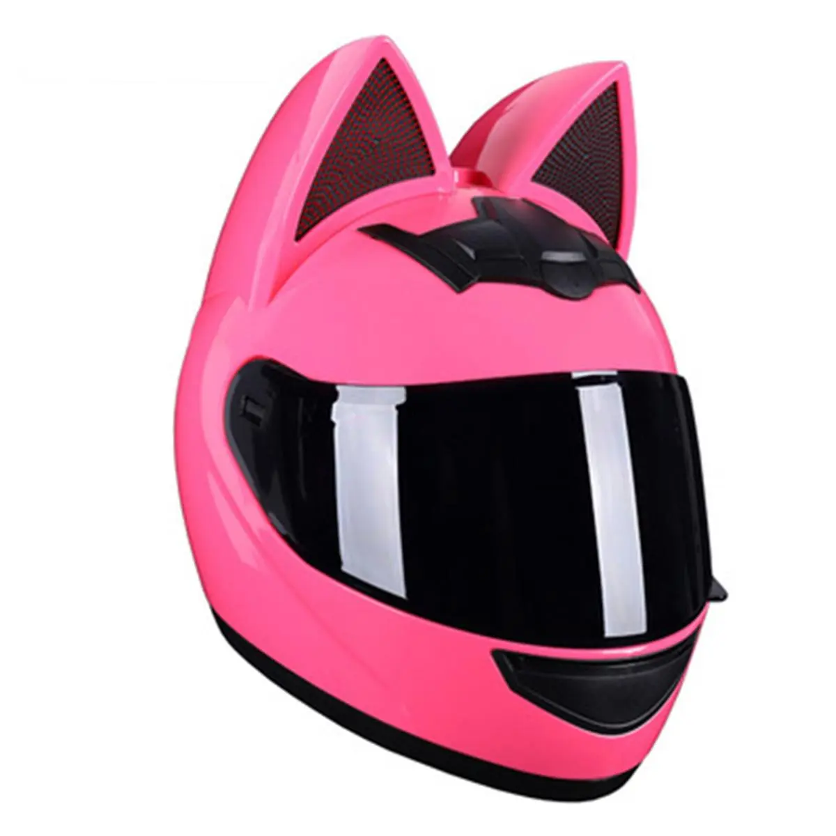 cute motorcycle helmets for women Glow Cat Ears Helmet Decor Pink Ears- Multi-Color Lights Durable ABS shell Bike Helmet Women's Motorcycle Half