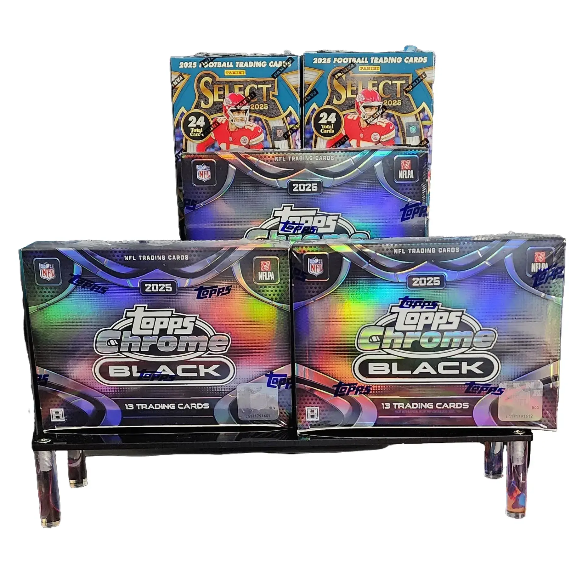 PYT 103 - 2025 Topps Chrome Black x3 - 2025 Select Football Blaster x2