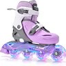 2PM SPORTS Adjustable Inline Skates for Kids (Ages 4-12), Beginners-Focused with Dual Quick Buckles, Light Up Wheels, Coordination & Skating Skills Building, Indoor/Outdoor Sports Footwear