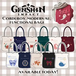 Genshin Impact Modern AU Corduroy Tote Bag