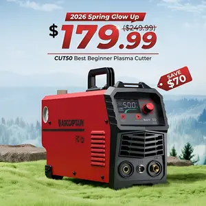 ARCCAPTAIN Plasma Cutter, [Large LED Display] 50Amps Cutter Machine with 110/220V Dual Voltage DC Inverter IGBT 1/2 Inch Clean Cut Post Flow and 2T/4T, for Beginners DIY, Fabricator