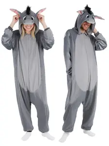 Animal Onesie Costume for Adults - Cozy Farm-Themed One-Piece Pajamas with 3D Hood for Halloween, Cosplay & Party