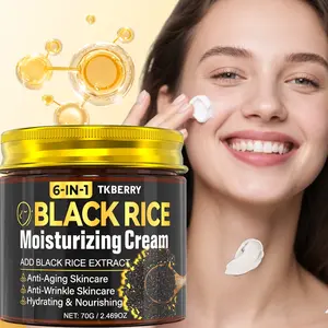 70g Black Rice Water Face Cream, Face Firming Moisturizer with Collagen and Jojoba Oil, Face Firming Moisturizer for Skin Feels Smooth & Hydrated, Skin Tightening Cream for Hydrates Crepey Skin, Facial Skin Care Cream for All Skin Types