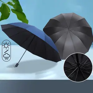 12-rib Reinforced Windproof Folding Umbrella, 1 Count Portable Manual Umbrella for Business, Travel, Rainy and Sunny Day, Durable, Compact and Easy To Carry, Wind Resistant Umbrella