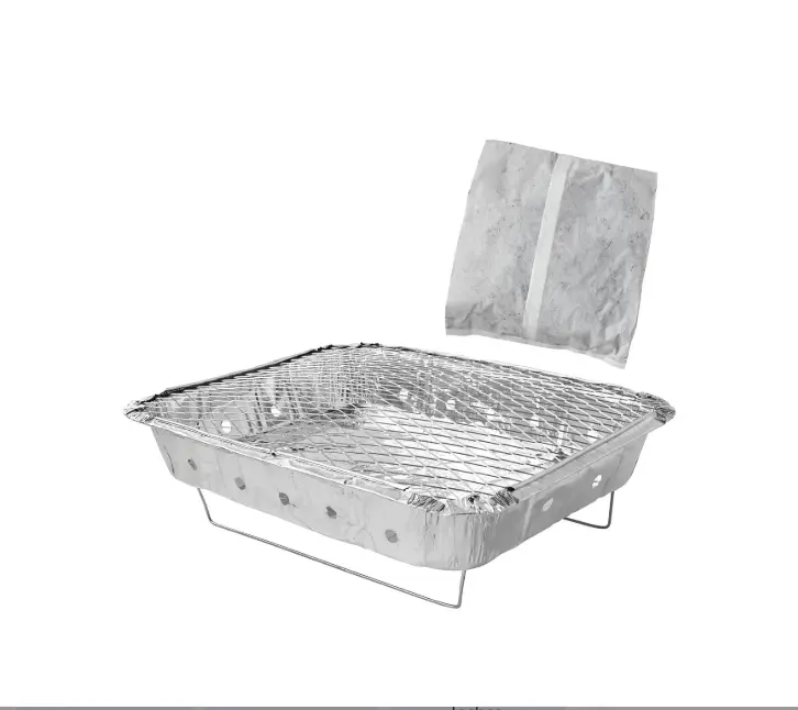 Charcoal Disposable Instant Grill - 540g Charcoal Content, Aluminum, Durable Design, Easy to Clean, Versatile for Various Meals