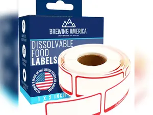 Dissolvable Food Labels for Food Containers Glass, Plastic or Metal No Scrubbing, No Residue - Old Glory Red