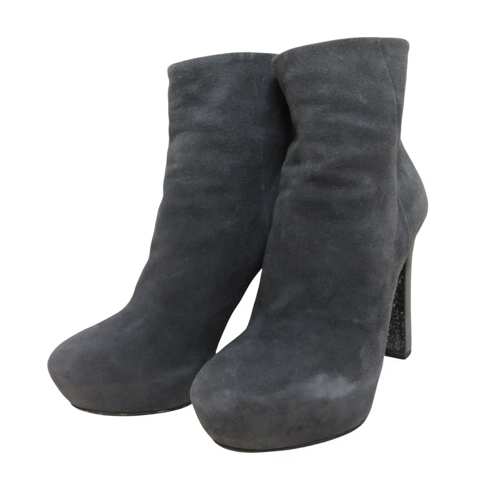 Pre-owned miu miu Suede calfskin Small Leather Goods Suede Platform Short Boots