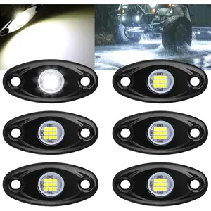 White LED Rock Lights 6 Pod  LED Neon Underglow Light for   ATV UTV SUV Off Road Underbody Glow Trail Rig Lamp Rock Lights (White)