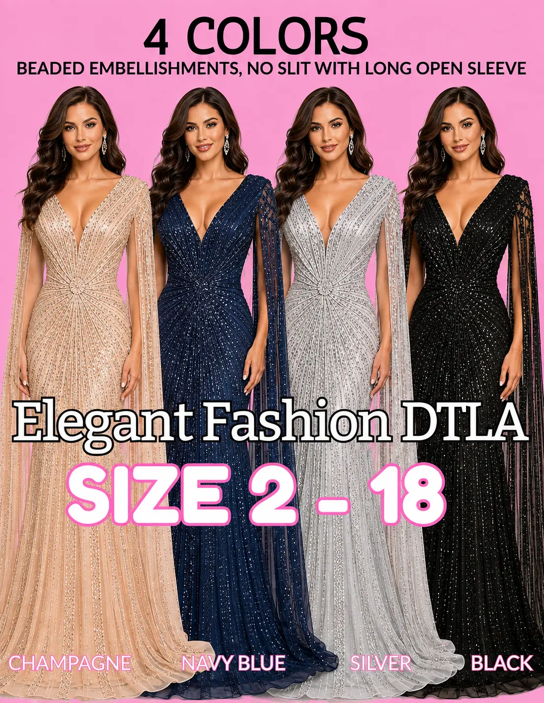 4 COLORS (SIZE 2-20)✨ Elegant Fashion✨EF16C840