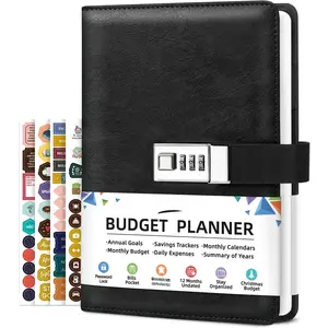 Budget Planner 2026 with Lock, Monthly Budget Book with Expense  Notebook, Undated Financial Planner to Manage Your , A5 Leather Account & Budget Book, Black