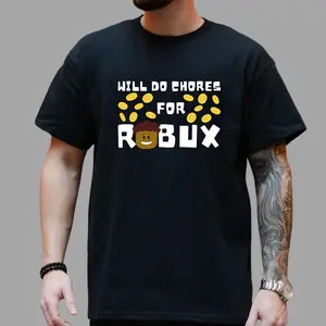 Funny Will Do Chores For Robux Gaming T-Shirt – Kids Gamer Humor Tee, Roblox Inspired Shirt for Boys & Girls, Trendy Youth Gamer Outfit, Cute Reward System Shirt, Soft Unisex Cotton Top