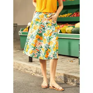 ModCloth Market Day Wrap Skirt with Pockets Orange Fruit Print (XS-4X)
