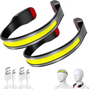2 Pack LED Rechargeable Headlamp,Book Light for Reading in Bed,  Light,230?Wide Beam  Lamp for Forehead,  Super Bright COB  Light for Camping Running Hiking Repairing