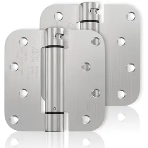 Self Closing Door Hinges  Pack  Inch Spring Hinges for Doors with Adjustable Tension Brushed Nil Door Hingge /" Radius Corners Left & Right Hand Hinges for Interior Exterior Doors