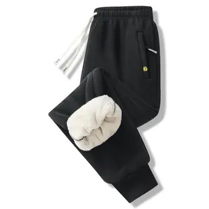 Men's Fleece Thicken Lounge Pants, Classic Woven Fabric, Elastic Drawstring Waistband, Casual Fit for Fall & Winter Seasons