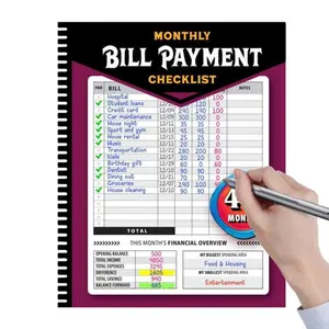 Tiktokshopmothersday Financial Planner Folder, Bill Payment TrackerNotebook, 4-Year Budget Planner, Binding Covers WithDaily Savings Tracker,Habit-Forming, Expense & DebtTracker, Money Management Notebook (10000 USD)