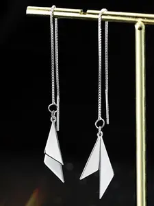 1 pair of 925 sterling silver new triangle tassel long ear line women's simple and atmospheric earrings party gift