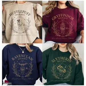 Vintage Harry Potter Hogwarts Houses Sweatshirts, Magic World Shirt, Harry Potter Gift Shirt