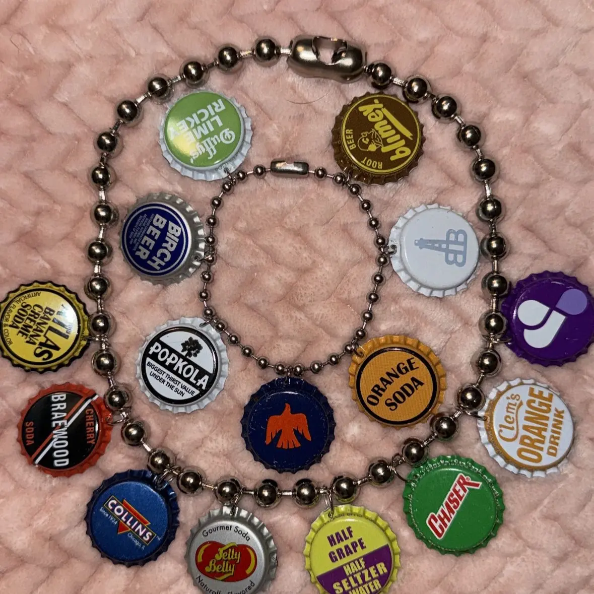 Bottle Cap Necklace and Bracelet Set