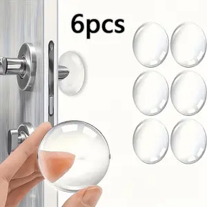 6-Pack Shock-Absorbing Door Stopper, Transparent Self-Adhesive Wall Protector, Easy Installation, Reusable Plastic Material, Door Protectors