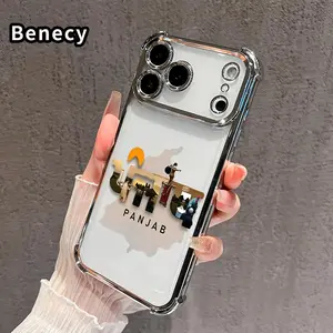 Phone Case Compatible with iPhone 17 Pro Max 16 15 Plus Air 14 13 12 11 E Punjab's Essence Pattern Four Corner Drop Resistant Electroplated Transparent TPU Soft Trendy Cover