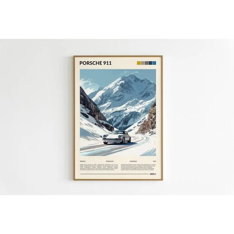 Vintage Plastic Artistic 911 Road Trip Photo Poster Print - 18x12in/12x18in Bedroom Art, Boys Room Decor, Dorm Room Decor, Decoration, Home Aesthetic, Boyfriend Gift, Dining/Bathroom Wall Art, Dining Room Wall Art, Bathroom Wall Art Decor