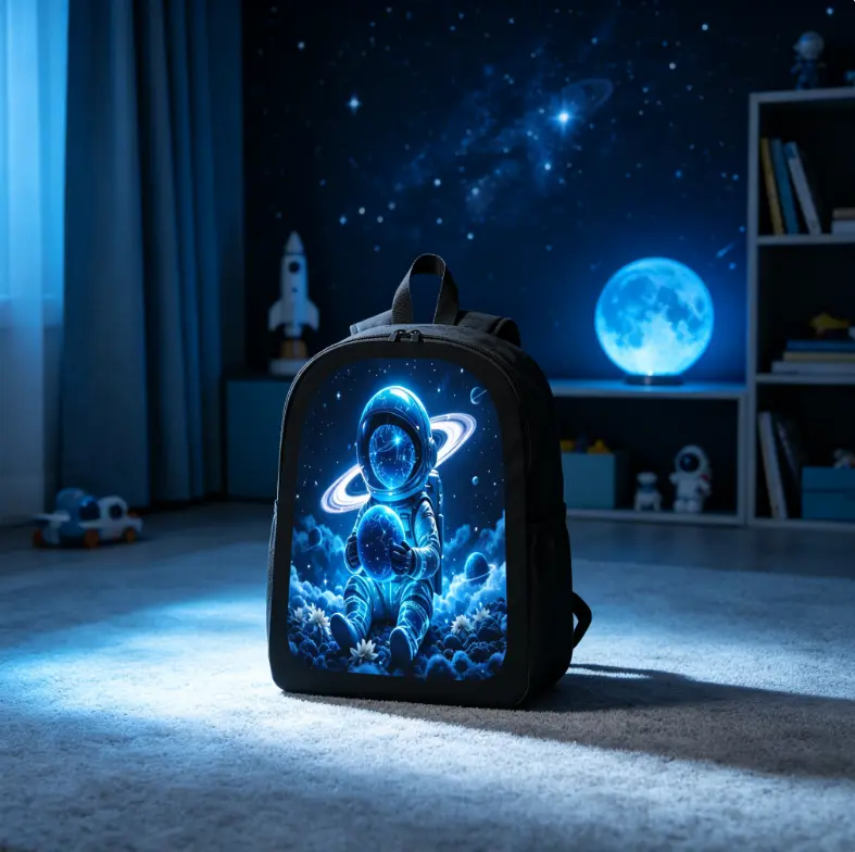 "Hug Planet" Astronaut Kids' Backpack – Blue Interstellar Space-Themed Schoolbag; Extra-Large Capacity, Lightweight Travel Backpack; Back-to-School Essential; Ideal Gift for Elementary School Boys and Girls.