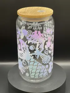 Mermaid 16 oz Can Cup Drinkware Straw Water Bottles Tumbler Mug Portable Washable