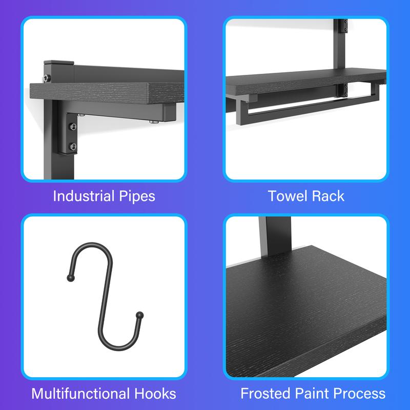 Foldable Gaming Floating Shelves with Adjustable Shelf, 24 Inch Wall Mounted Shelves with Dynamic LED for Living Room Game Room Cologne Holder Wooden Key Mail Holder