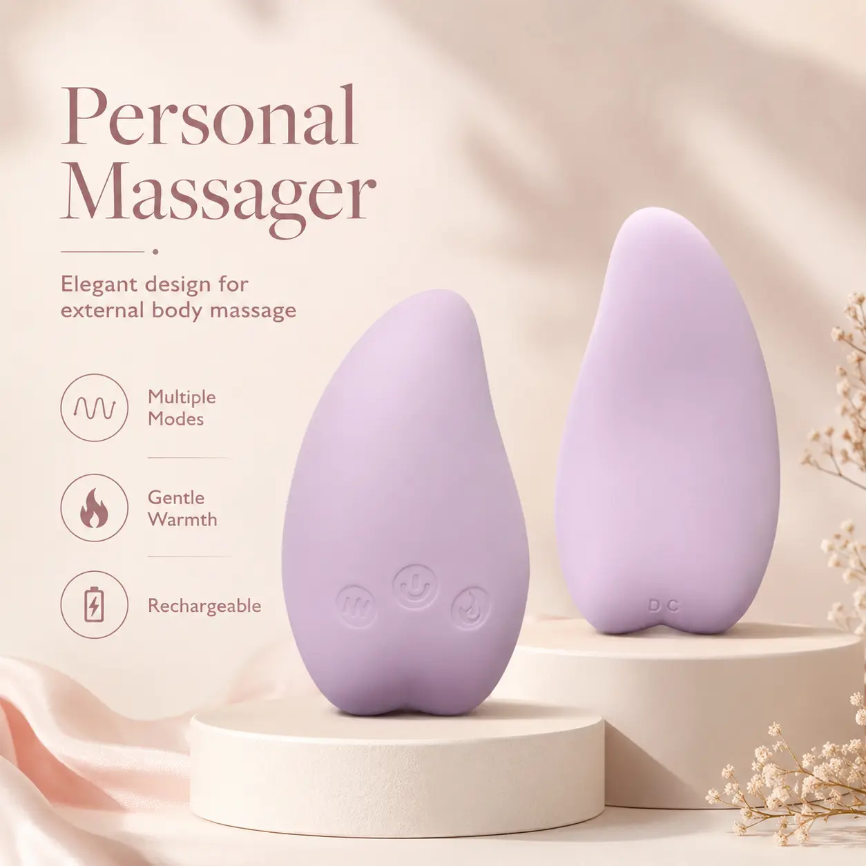 Handheld Body Massager with Warming & Adjustable Vibrations for Tension Relief - Ergonomic, Skin-Friendly Personal Care Tool for Relaxation, Adjustable Relaxing, Compact, Portable