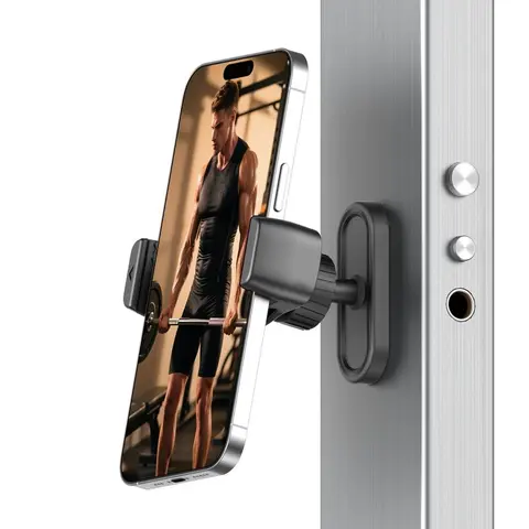 Magnetic Phone Holder for Gym, 360° Adjustable, Strong Portable Magnetic Phone Mount for Workout Recording, Fitness Accessory, Compatible with Android Phones and iPhone 16/15, Gift for Men & Women, Universal Smartphone Holder, Mobile Phone Mount