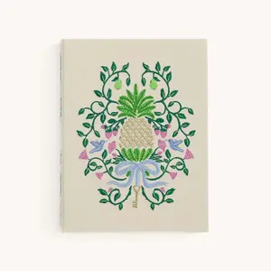 Linen Journal - Embroidered Pineapple Crest